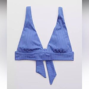 Aerie Ribbed Shine Tie Back Triangle Bikini Top
